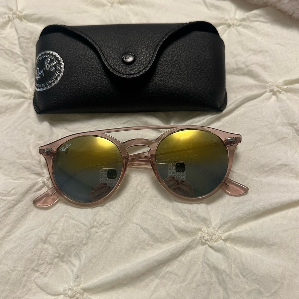 Ray-Ban Blush Frames with Gold Lenses